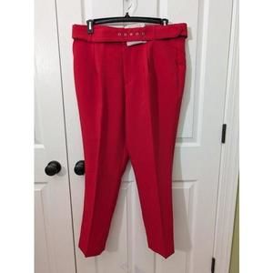NWOT ALL WORTHY Polyester Pants Zipper fly Belted Office Sz 16 Red